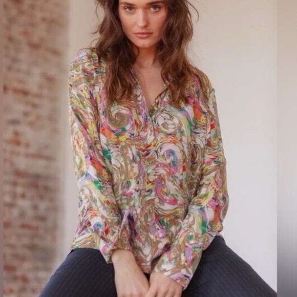 Catherine Gee (Boutique) Daria Abstract Silk Tunic Blouse - Picture 1 of 12